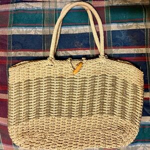 Elegant Tan Woven Tote Bag